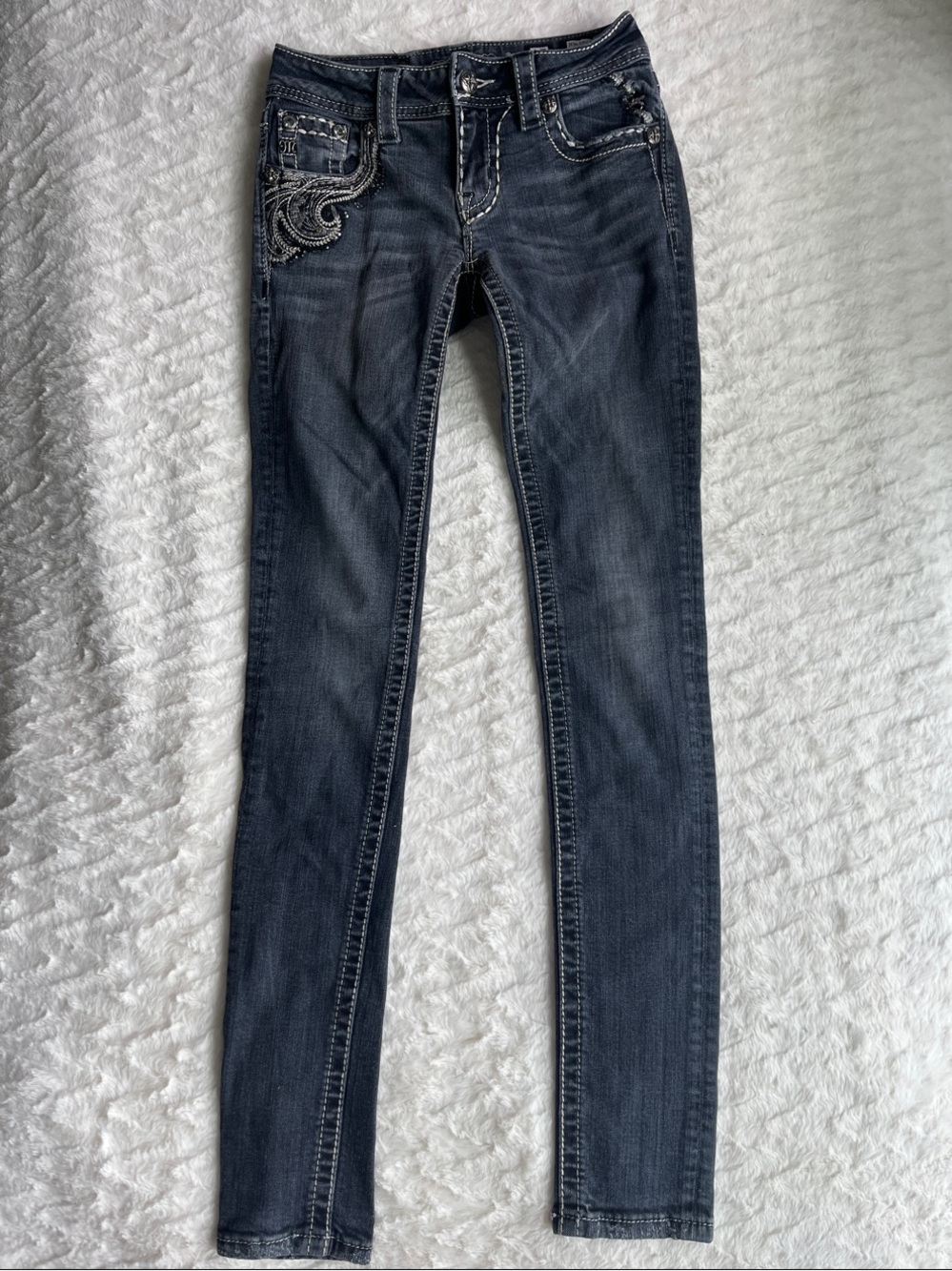 Miss Me Dark Blue Embellished Skinny Jeans